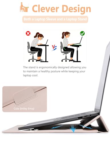 HYZUO 13.3-14 Inch Laptop Case Sleeve with Stand Feature, Apricot | for MacBook Pro 14 M5/M4/M3/M2/M1 A3426 A3427 2026-2021, MacBook Pro/Air 13.3, 13.5 13.8 Surface Laptop,HP Spectre X360 13/14 - color: Apricot, size: 13.3-14 Inch