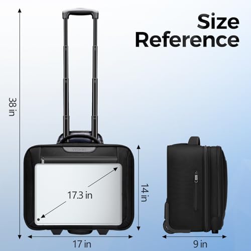 Ytonet Rolling Briefcase for Men Women with Cup Holder, 17.3'' Carry On Water Resistant Laptop Bag with Wheels, 15.6 In Travel Backpack with 4 Spinner Wheels, Carry On Rolling Laptop Bag with Detachab