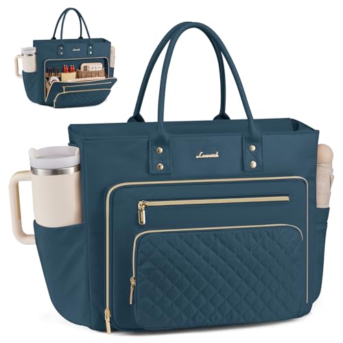 LOVEVOOK Teacher Tote Bag for Women Work, Laptop Bag With Large Cup Holder, Nurse Bags Professional Computer Briefcase, Business Large Purses Handbag, Diaper Bag Mother Gift, 15.6 Inch Dark Teal - color: Dark Teal, size: 15.6 Inch