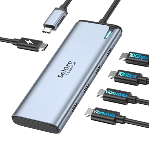 USB-C Splitter with 4K@60Hz Video USB-C Hub Dual Monitor with DP Alt Mode | 10Gbps Data Transfer,100W PD,Docking Station Dual Monitor for Laptop iPad Dell HP and More Type C Devices - color: Silvery