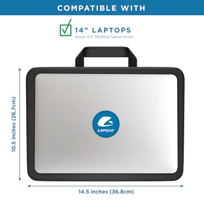 LAPGEAR Compact Lap Desk – Black, Fits 14" Laptops | Microbead Cushion, Built-In Pencil Slot, Carry Handle, Fits Standard Letter-Size Paper (8.5" × 11") - color: Black, size: 14″ Laptop (Compact)