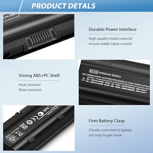 593553-001 593554-001 MU06 MU09 Laptop Battery Replacement for HP Pavilion G6 G7 G62 G72 G4/2000/DM4 DV3 DV5 DV6 DV7/Compaq Presario CQ32 CQ42 CQ43 CQ56 CQ57 CQ62 CQ72 435 436[10.8V 5200mAh] - style: MU06