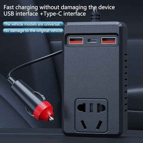 12V/24V Portable Automotive Power Adapter 150W 4 USB Chargers Intelligent Temperature Control for Electronics Road Trips Car Essential Inverter for Laptops
