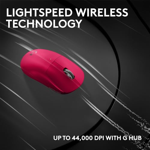 Logitech Pro X Superlight 2c Wireless Gaming Mouse 51g Compact - Magenta | 51g compact mini size, symmetrical shape, <8 kHz polling, 44K DPI, PowerPlay charging, USB-C, for PC/Mac - color: Magenta, size: Compact, style: Mouse