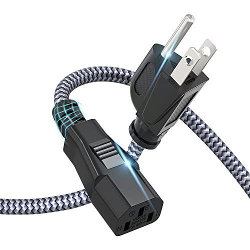 Power Cord, Goalfish 10A 18AWG AC Power Cable 10FT(3m) Nylon Braided 3 Prong Power Cord Replacement Power Cable UL Certified for Computer, TV, Monitor, Printer, PC, Projector, Power Supply - color: Grey, size: 10FT/3m
