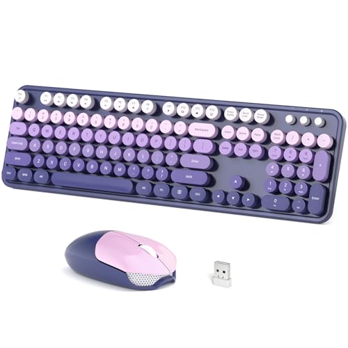 Dilter Wireless Keyboard and Mouse Combo, 104 Keys Full-Size Typewriter Keyboards, 2.4 GHz USB Receiver Plug and Play for Windows 7 8 10 11, PC, Laptop, Desktop (Purple) - color: Purple Gradient
