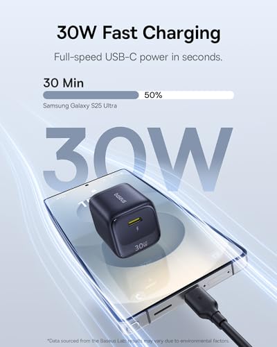 Baseus 30W USB C Charger Block, 2 Pack Fast Charger Type C with USB-C Cable | Compact Wall Charger for iPhone 17/16/15 Series, iPad, Galaxy S26/S25 Ultra and MacBook Air, Black - style: 30W 2Pack Black