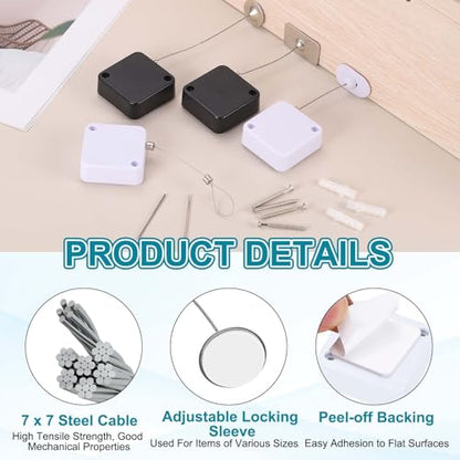 PATIKIL Retractable Remote Control Cable Tether (6.6ft /2M, White)(3 Set) Remote Control Security Lanyard Lock Adjustable Locking Leash with Round Iron Cap and Screws, Suit for - Tablets - color: White, size: 6.6 ft