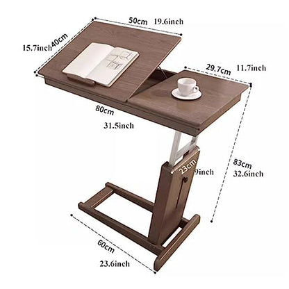 Coffee Table, Height-Adjustable C-shaped Side Table, Folding Coffee Table with Tilting Table Top, Sofa Bedside, Laptop Stand, TV Tray with Storage Basket, Snack Side Table