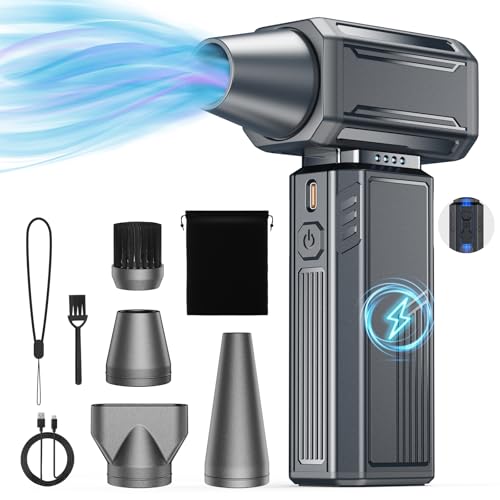 Compressed Air Duster,130000RPM Electric Duster,Stepless Speed Mini Air Blower,Replace Canned Air Duster,Cordless Rechargeable Jet Fan Blower for Keyboard Computer Car Cleaning Dry-Dark Gray - color: Dark Gray