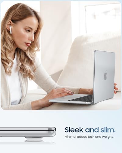 Fintie Case for MacBook Air 13 inch A3449/A3240/A3113/A2681 2022-2026 | M2/M3/M4/M5, Snap On Hard Shell, Full Port Access, Easy On/Off, Lightweight, Frost Clear - color: Glittering Clear