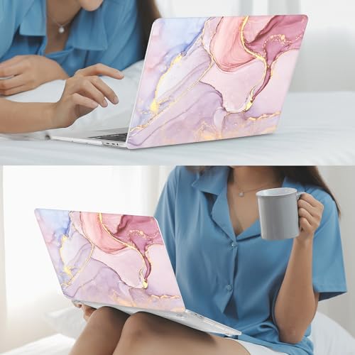 Mektron Case for MacBook Pro 16 inch A2141, Pink Marble Clear Hard Shell Cover 2020 2019 Pro 16-inch with Touch bar & Touch ID w/Keyboard Cover Skin Screen Protector Dust Plug - color: Pink Marble