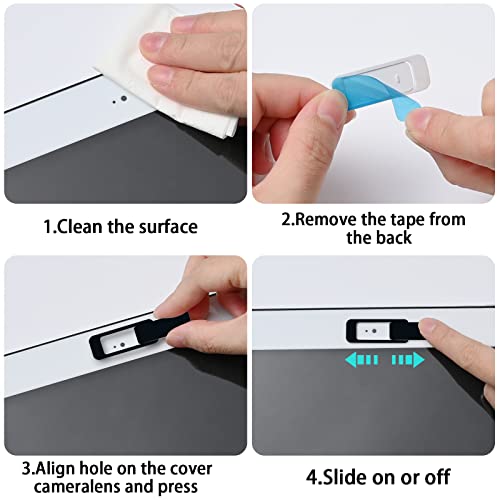 Webcam Cover, 3 Pieces, Laptop Camera Cover, Privacy Shielding Capacity is Twice as Big as The Traditional, Suitable for Computer Mobile Phones, laptops, Tablets and so on (Black) - color: black