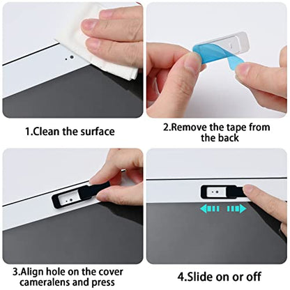 Webcam Cover, 3 Pieces, Laptop Camera Cover, Privacy Shielding Capacity is Twice as Big as The Traditional, Suitable for Computer Mobile Phones, laptops, Tablets and so on (Black) - color: black
