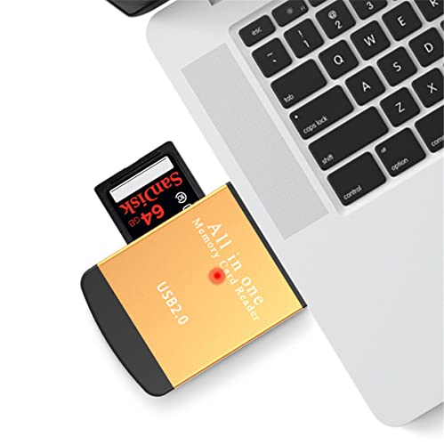TXY 4 in 1 Card Reader USB2.0 to SD Micro SD TF MS MMC M2 Cardreader for Laptop PC Smart Card Reader SD Card Reader 4 in 1 Card Adapter (Gold) - color: Gold