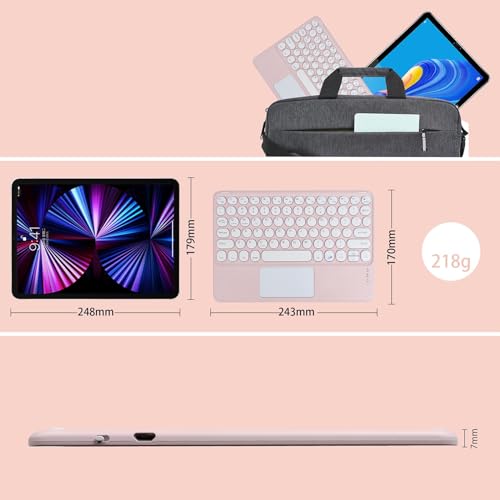 Wireless Keyboard with Touchpad, Ultra-Thin Rechargeable Bluetooth Keyboard Mini, 78 Keys, Pink - color: Pink