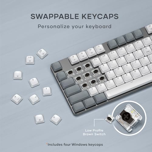 Satechi SM3 Mechanical Keyboard, White LED Backlit, Light Gray/White | 108 Keys Full Size, Wired and Bluetooth, for Mac and Windows - color: Light Gray/White, size: 108 Keys