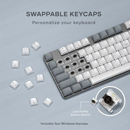 Satechi SM3 Mechanical Keyboard, White LED Backlit, Light Gray/White | 108 Keys Full Size, Wired and Bluetooth, for Mac and Windows - color: Light Gray/White, size: 108 Keys