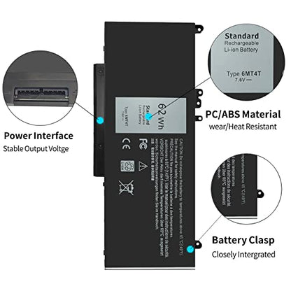 62Wh 6MT4T 7.6V 5470 5570 Laptop Battery for Dell Latitude E5470 E5570 Precision 3510 7V69Y TXF9M 79VRK 07V69Y 079VRK 0TXF9M 0HK6DV - size: 9.17 x 3.73 x 0.27 inches 6MT4T BATTERY