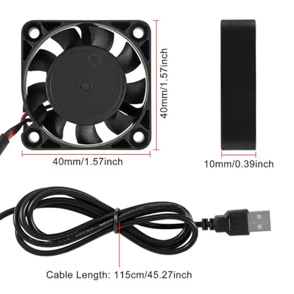 ACEIRMC 4pcs 40mm USB Brushless Cooling Fan 40mm x10mm DC 5V Quiet Cooling Fan 4010 Mini Computer Fan for Small Appliances Series Replacement - color: 4010 5V USB