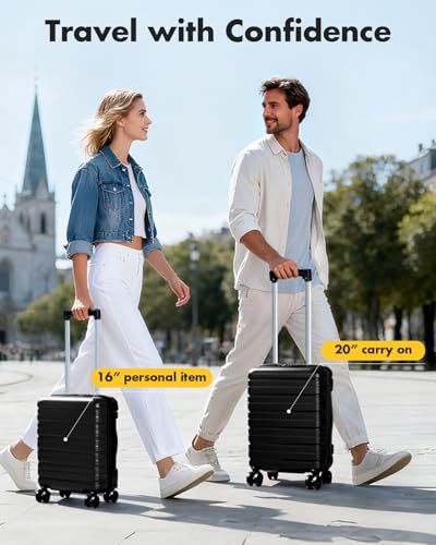 Lekesky 20 Inch Carry On Luggage 22x14x9 Airline Approved, Black | Durable ABS, Small Underseat Carry-on Luggage with TSA Lock Spinner Wheels, Personal Item Luggage Removable Wheels for Travel - color: B-Black, size: 20 Inch