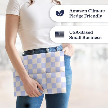 Vandel Puffy Laptop Sleeve 13 inch - 14 inch Waterproof Laptop Sleeve Case | Compatible with 13 inch MacBook Air/Pro 13 / MacBook Pro 14, iPad Pro 12.9, 13.3 in HP Dell, Air Case, Computer Bag Cover - color: s. Grid Blue Checker