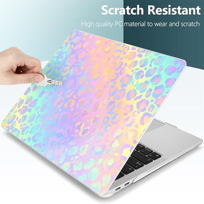 DONGKE for MacBook Air 13 Inch Case 2021-2018, Compatible with A2337 M1 A2179 A1932 Support Retina Display & Touch ID, Hard Shell Plastic Cover with Keyboard Skin - Leopard Print - color: Leopard Print