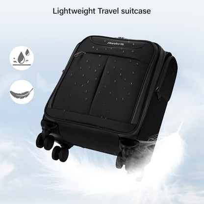 Hanke Underseat Carry On Luggage with Wheels, Lightweight Small Suitcase Airline Approved 16 Inch Softside Personal Item Travel Bag for Women Men, Compact Under Seat Luggage with Spinner Wheels,Black - color: Black