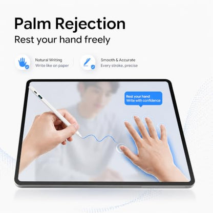 2-in-1 Dual Modes Stylus Pen with LED Display - Active Digital Pencil with Palm Rejection for iPad, iPhone, Samsung, Android & Switch, Tilt Sensitivity, Fast Charge, No Bluetooth, Universal Touch Pen - color: White