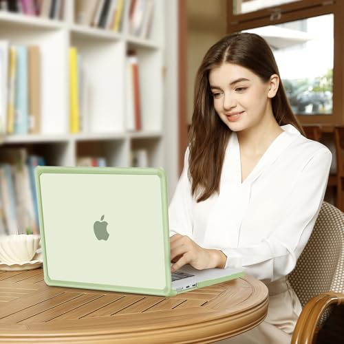 MOSISO Compatible with MacBook Air 15 inch Case M5 2026 M4 M3 M2 2025-2023 | A3448 A3241 A3114 A2941,Anti-Cracking,Heavy Duty Shock-Absorbing Hard Shell Case with TPU Bumper&Keyboard Cover, Sage Green - color: Sage Green