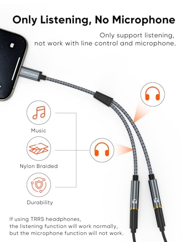 CableCreation USB C to Dual 3.5mm Female Headphone Splitter(1FT), Type C to Dual 3.5mm Female Audio Splitter Headphone Adapter Compatible with iPhone 17/16/15 Pro Max, Galaxy S24 S23, Pixel4/3