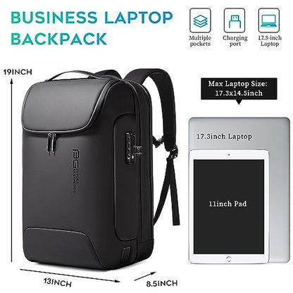BANGE Men's Anti-Theft Backpack,Waterproof Fashion Travel Backpacks,High Tech Backpack with USB3.0 Charging Port,Business Laptop Backpack Fits 17.3 Inch Notebook… - color: Black, size: With Lock+USB