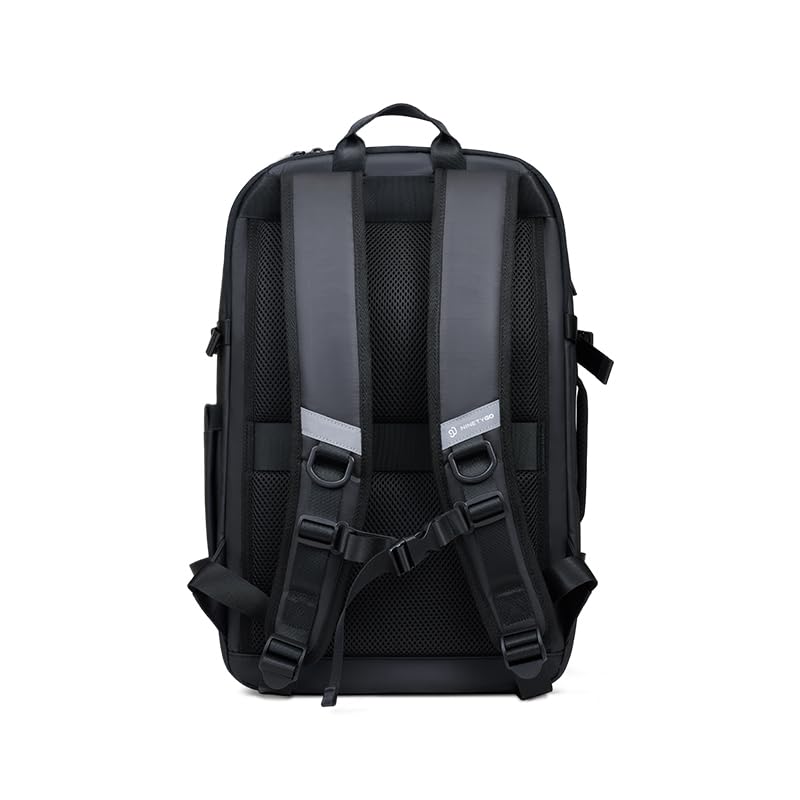 NINETYGO Travel Backpack for Men & Women, Black | Carry On, Airline Approved, Waterproof, 24.7L, Detachable Shoulder Bag, Fits 15.6 Inch Laptop - color: Black