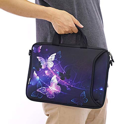 11 11.6 12 12.5 13 inches Laptop/Chromebook/PC Messenger Bag Tablet Travel Case Neoprene Handle Sleeve with Shoulder (11-13.3 inch, Butterflies) - color: Butterflies, size: 11-13.3 inch