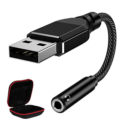 APETOO USB to 3.5mm Audio Adapter, External Stereo Sound Card for PC Laptop | USB A to Aux Jack Dongle Cable Cord for Headphones & Headset, Compatible with MacOS, Windows, Linux, Desktop, Gaming Consoles