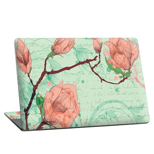 Universal Laptop Skin Sticker with 2 Wrist Pad Skins, Waterproof Scratch Resistant Vinyl Laptop Cover Decal, Cut to Fit for 11–15.6 Inch MacBook HP Dell Lenovo, Magnolia - color: Magnolia