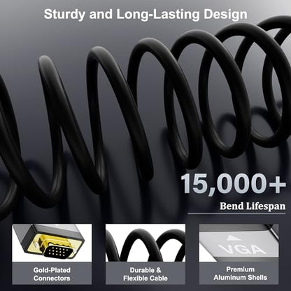 Conable VGA to HDMI Cable 10 FT with USB Power Supply, Real 1080P@60Hz Video Output, Unidirectional Cable, from VGA Computer/Laptop to HDMI Monitor/TV/Projector (Not Supporting Audio) - size: 10 FT