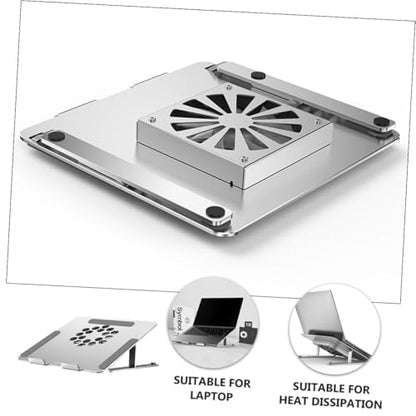 Cabilock Aluminum Alloy Laptop Cooler Stand with RGB LED Fans, Height Adjustable Ventilated Cooling Pad for Gaming and Office Notebooks, Silver