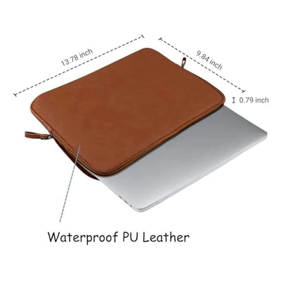 MOSISO Laptop Sleeve Bag 13.3 inch PU Leather Padded Bag Waterproof Case | Compatible with MacBook Air/Pro, 13-13.3 inch Notebook, Compatible with MacBook Pro 14 2026-2021 M5 M4 M3 M2 M1, Brown - color: Brown, size: 13.3 inch