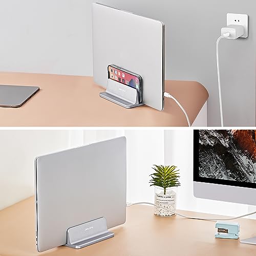 JARLINK Vertical Laptop Stand, Aluminum Laptop Holder Desktop Stand with Adjustable Dock Size (up to 17.3 inches) Compatible with All MacBook/Surface/Dell/Gaming Laptops (Silver) (Pack of 2) - color: Silver, size: 1-slot (Pack of 2)