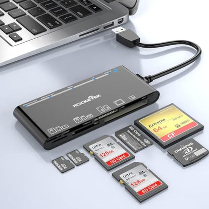 USB 3.0 SD Card Reader, 7-in-1 Multi Memory Card Reader for SD SDXC SDHC Micro SD CF MS MMC Camera Memory Card XD Card Reader, Plug and Play Simultaneously Read/Writer(5Gbps) for Mac OS, Windows - size: USB 3.0 Card Reader
