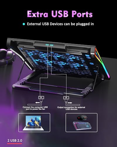 AICHESON Gaming Laptop Fan Cooling Pad for 17.3 inch Laptop and 2 USB A to A Cable Set