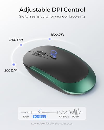 seenda Rechargeable Wireless Keyboard and Mouse Combo, Dark Green | Quiet, slim full-size keyboard with numpad, 2.4GHz USB receiver, USB-C charging, 3-level DPI mouse for Windows PCs/laptops - color: Dark Green