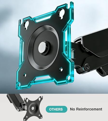 Single Monitor Arm, Monitor Mount for 17-32 inch Screens Gas Spring Adjustable Monitor Stand, Vesa Mount with Clamp and Grommet Aluminum Base - Fits 4.4 to 22lbs LCD Computer Monitors AX09DB01-1 - size: Single monitor arm