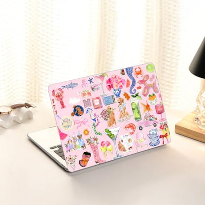 AKIT for MacBook Air 13 inch Case M5 M4 M3 M2 2026-2022, Fashion Stickers | A3449 A3240 A3113 A2681,Preppy Style Pattern Hard Shell Laptop Case+Screen Protector+Keyboard Cover for MacBook Air 13.6 inch - color: Fashion Stickers