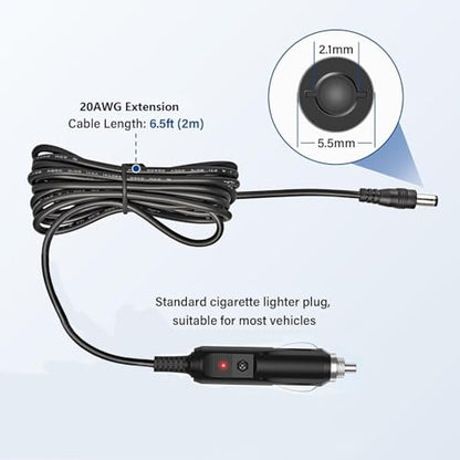 HUZUM 12V Car Charger Adapter for All Neck Back Massage Cushion Replacement Power Cord Cable Cigarette Lighter Compatible with Comfier/Snailax/Zyilion Neck Back Massage Cushion