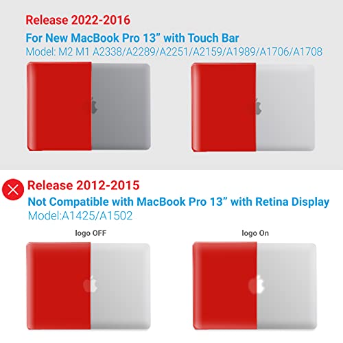 IBENZER Compatible with MacBook Pro 13 Inch Case M2 M1 2026 2025 2024 2023 2022 A2338 A2289 A2251 A2159 A1989 A1706 A1708, Hard Shell Case & Keyboard Cover for Mac Pro 13, Red, T13RD+1 - color: Red