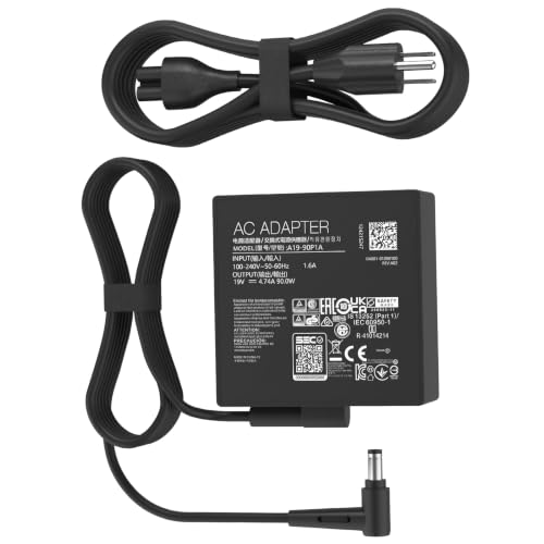 90W Laptop Charger Compatible with Asus Vg27aq Vg32vq Vg279qm K53 K53B K53BY K53E Q524Uq Q534Ux Q524Uq-Bbi7T1 Q524Uq U500V Adp-90Le B Laptop Power Adapter