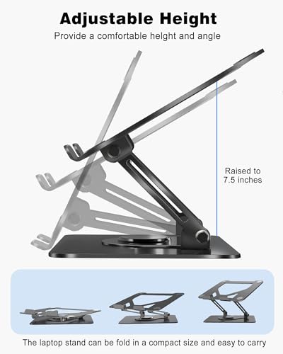 360° Rotating Laptop Stand for Desk,Adjustable Notebook Riser | Ergonomic, Height Adjustable,Hollow out Heat Dissipation Stable Structure for 10-16 Inch Laptop Macbook Notebook