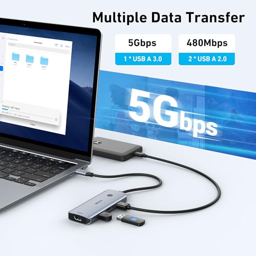 Docking Station USB C to Dual HDMI Adapter, MOKiN USB C Hub Dual HDMI Monitors for Windows, USBC Adapter with 2 HDMI, 3 USB Ports, PD Compatible with Dell XPS 13/15, Lenovo Yoga,etc